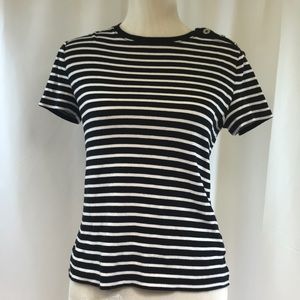 Chaps Classics B & W Short Sleeve Striped Tee